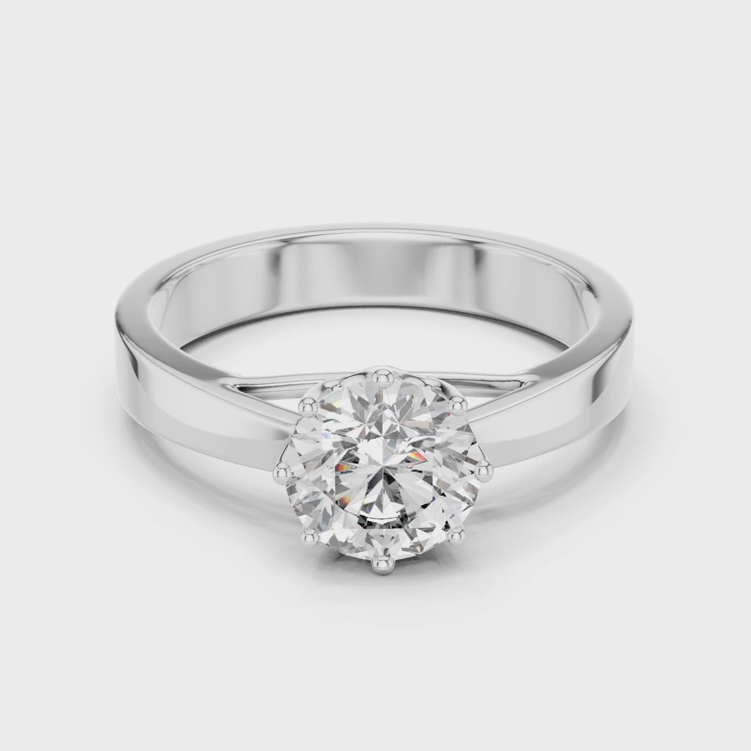 1ct Solitaire Simple Ring Band