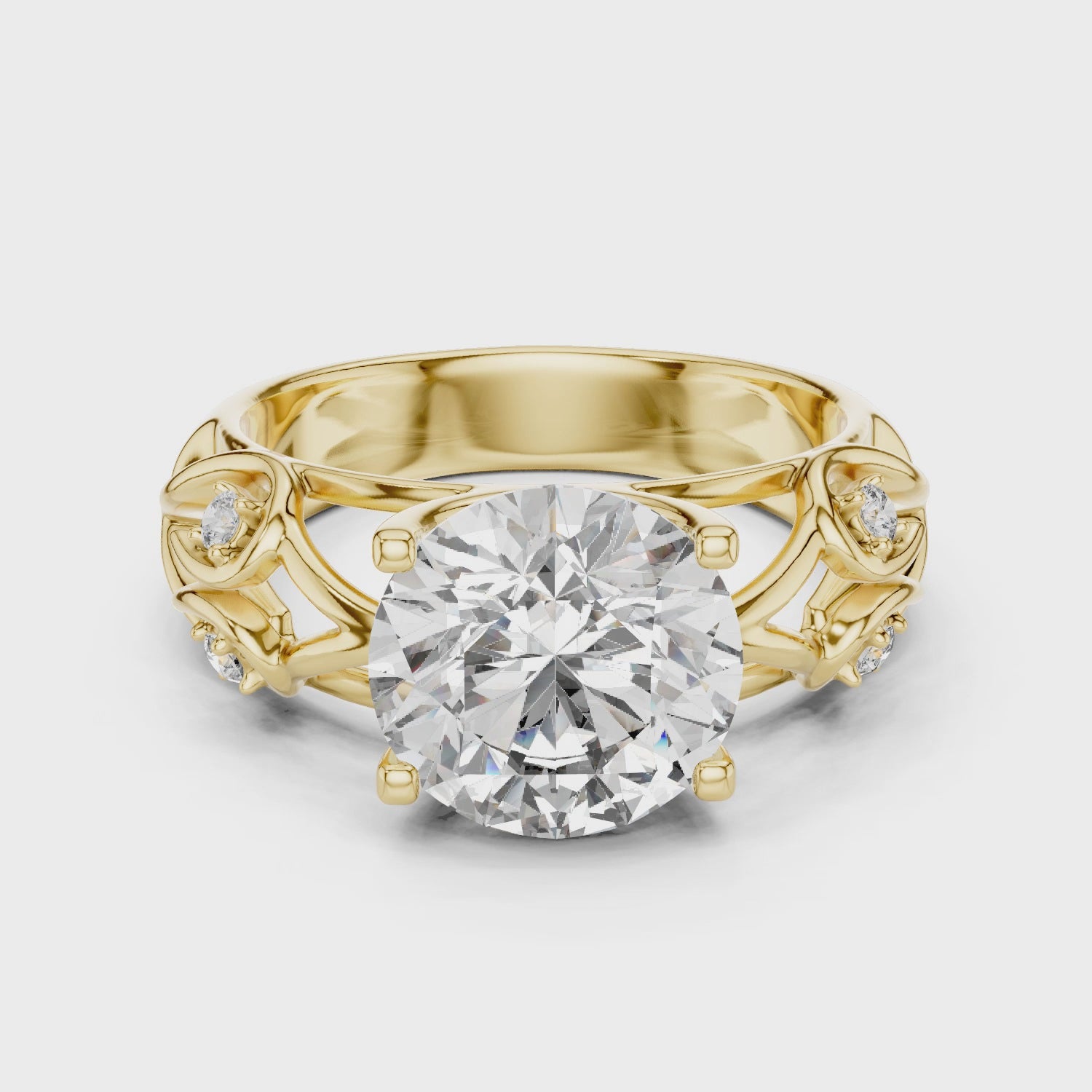 3.5CT Round Engagement Ring With Unique Band