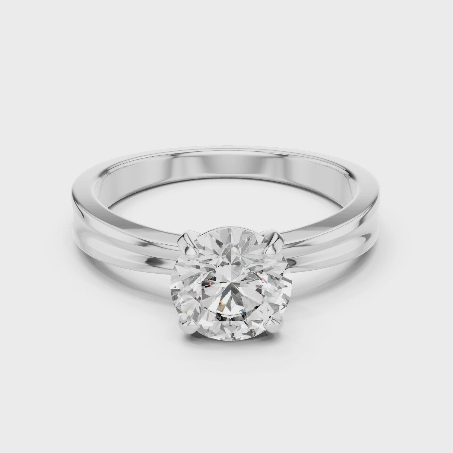 1ct Solitaire Simple Ring Band