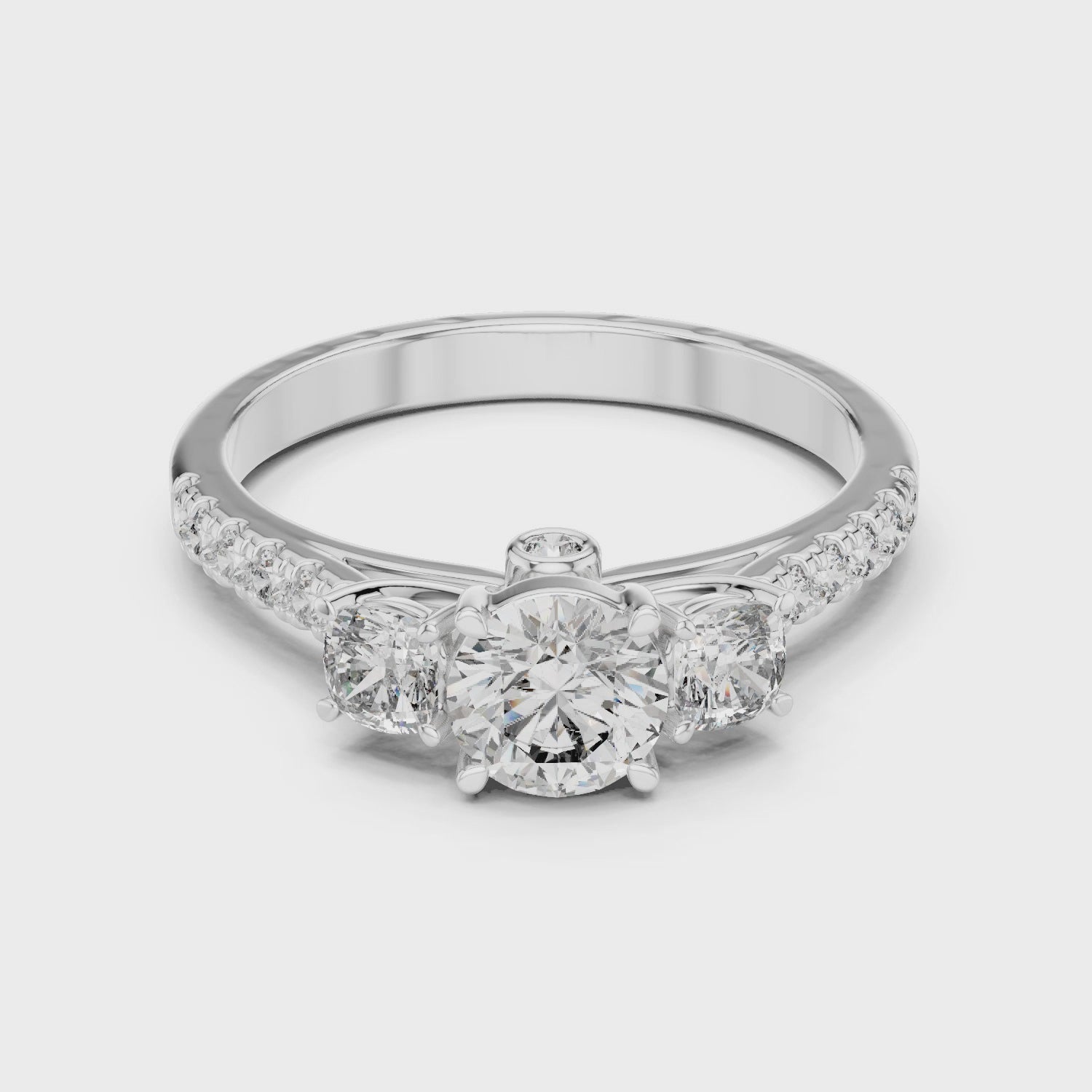 Cushion Shape Engagement Ring With Side Stone