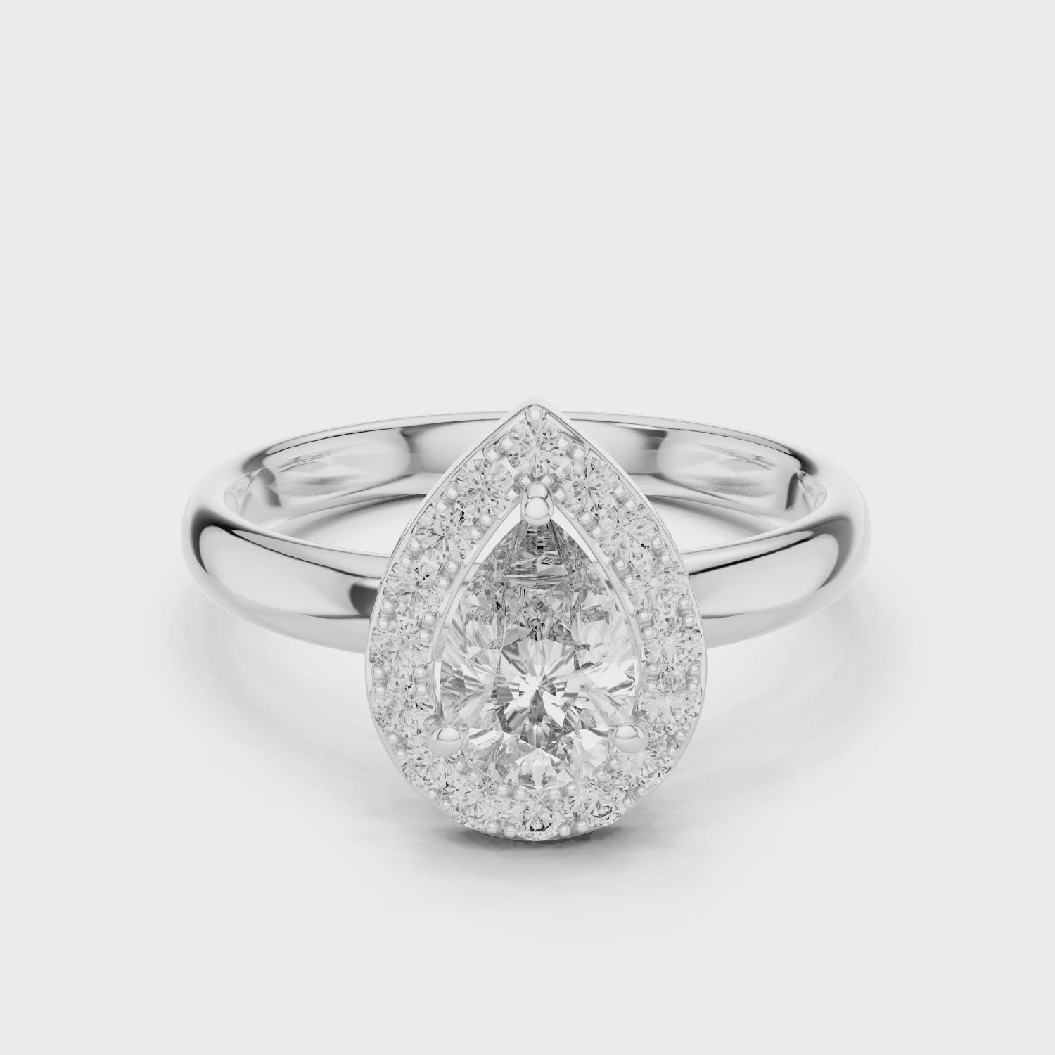 Pear Engagement Ring With  Halo Setting