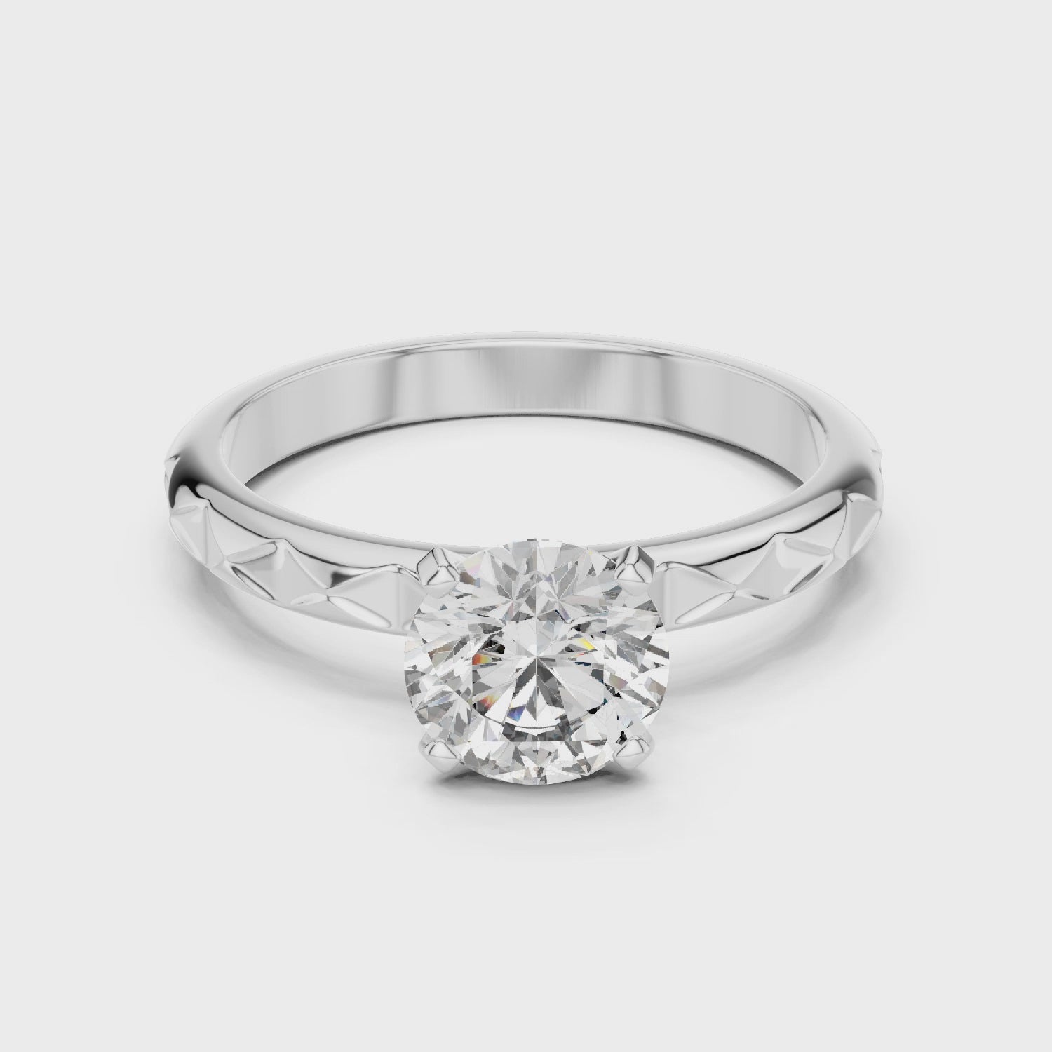 1ct Solitaire With Block Texture Band