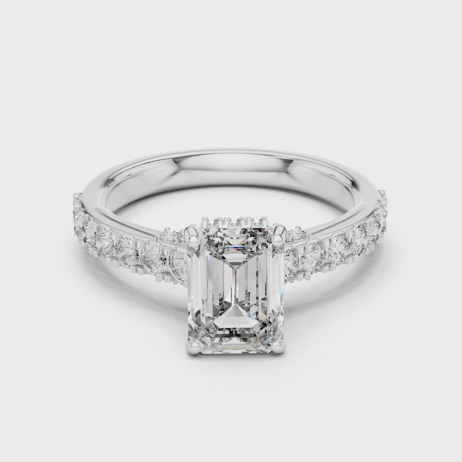 1.5CT EMRALD WITH HIDDEN HALO ENGAGEMENT RING