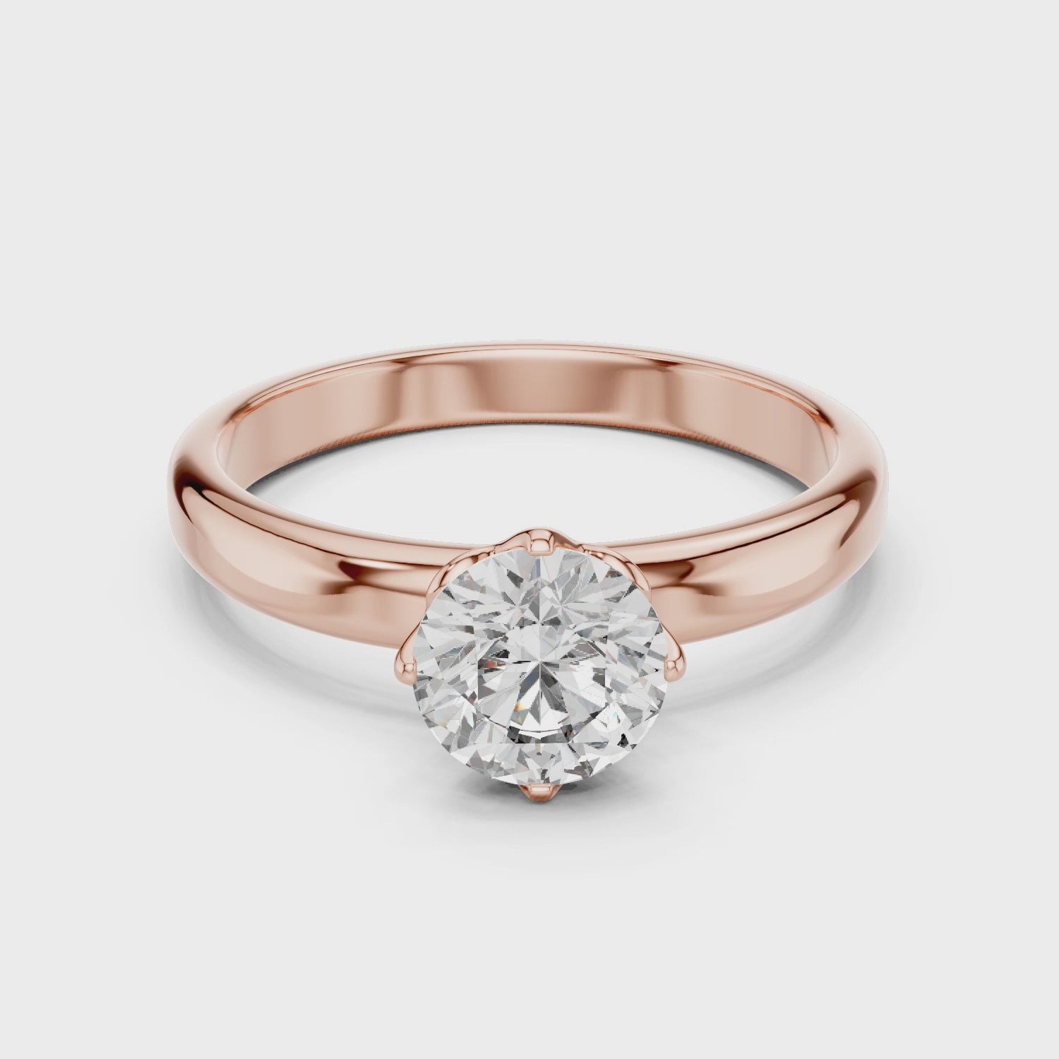 1ct Solitaire Simple Ring Band