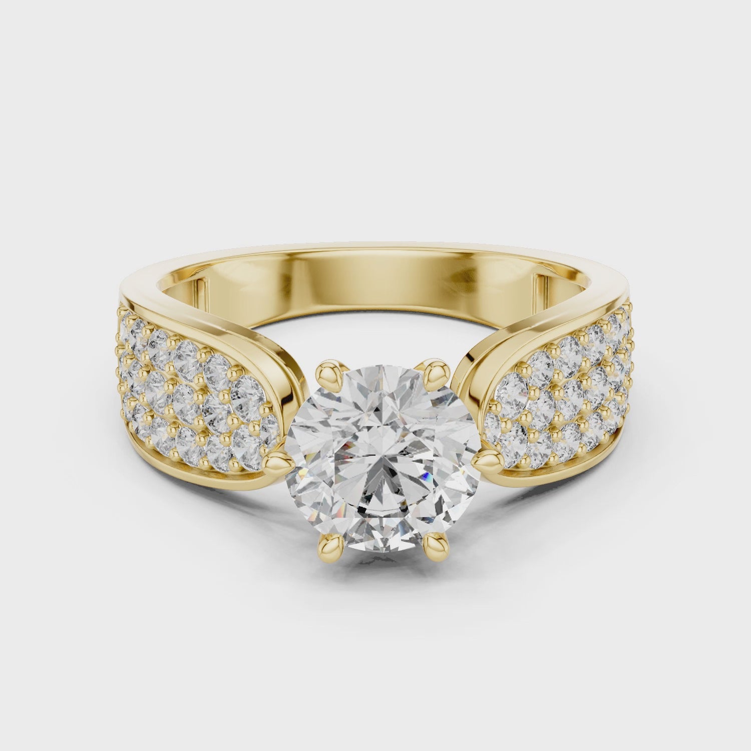Round Engagement Ring With Side Stone