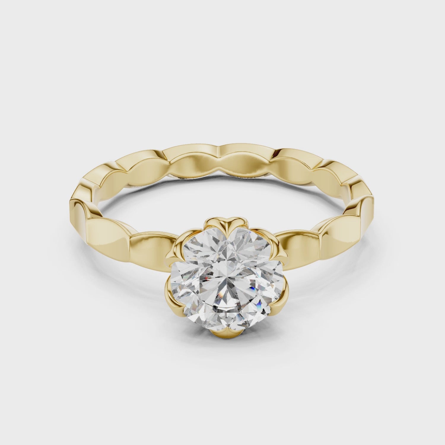 1ct Solitaire Ring With Unique Shank Pettern
