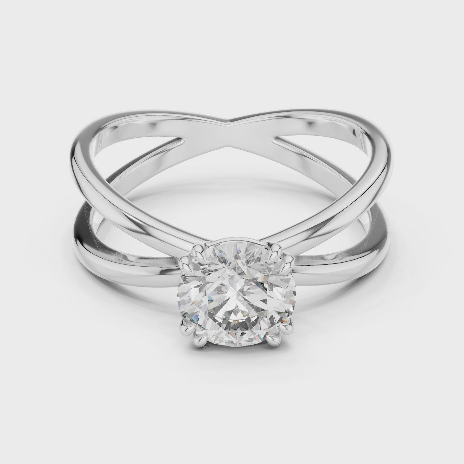 1ct Solitaire Ring With Crossover Shank
