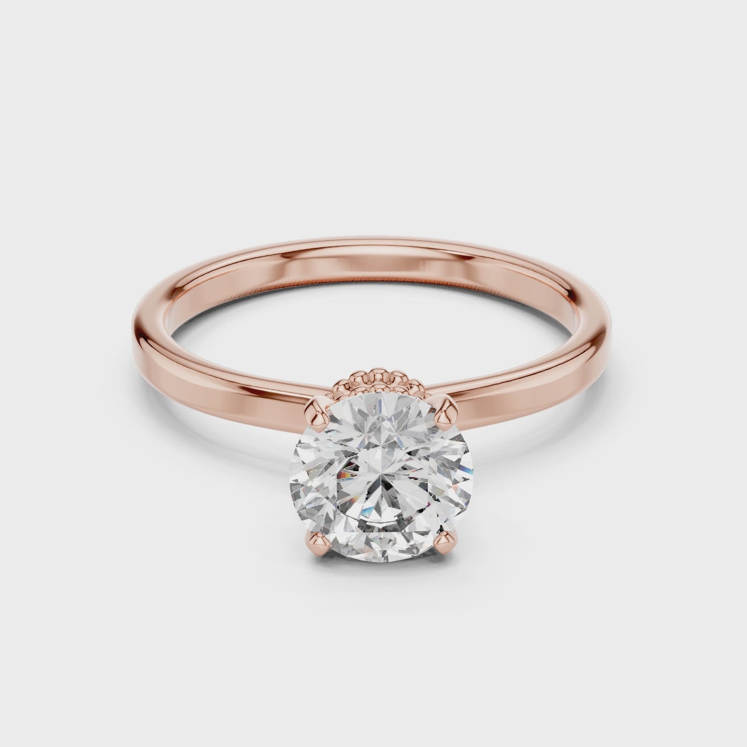 1ct Solitaire Halo Beads Band