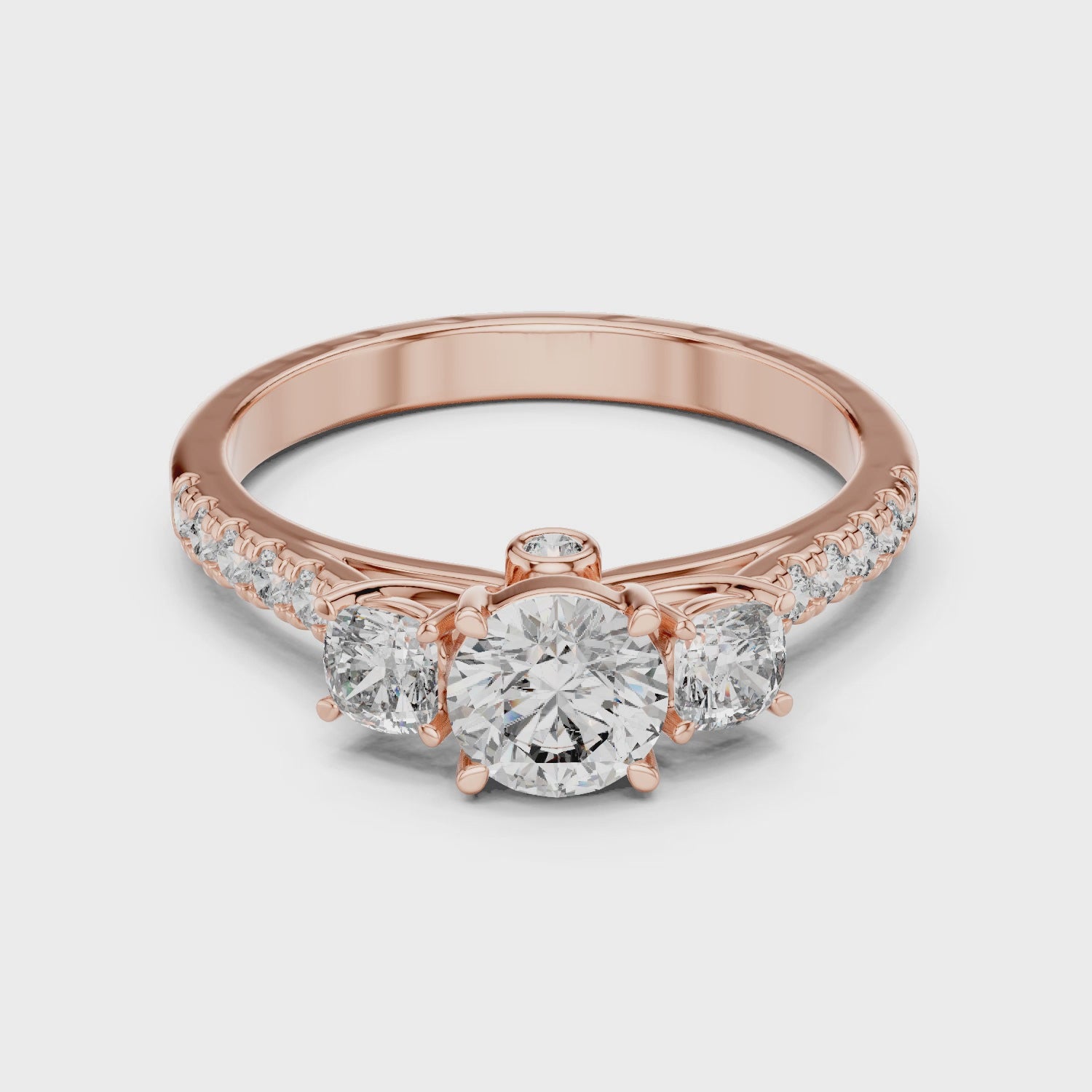 Cushion Shape Engagement Ring With Side Stone
