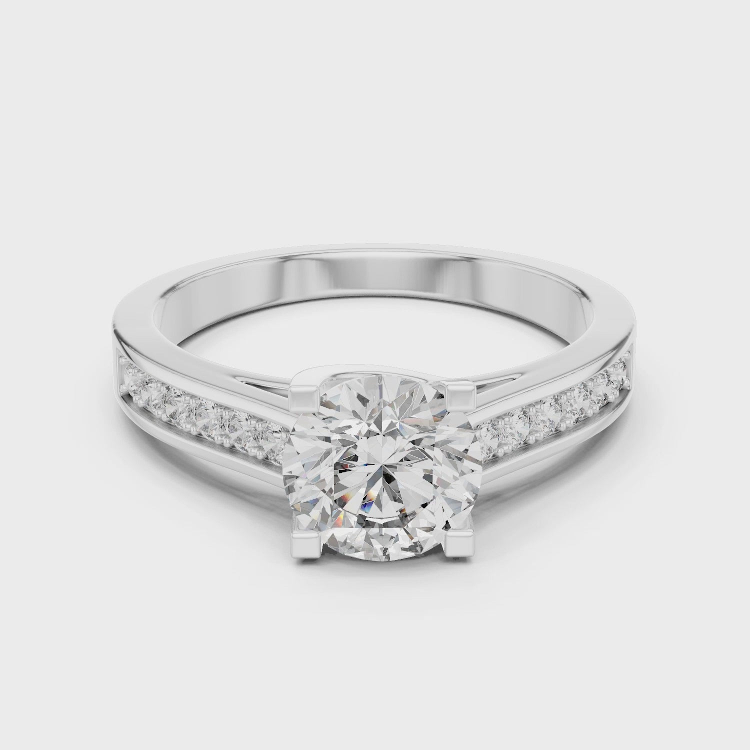 1ct Solitaire Ring With Side Stones