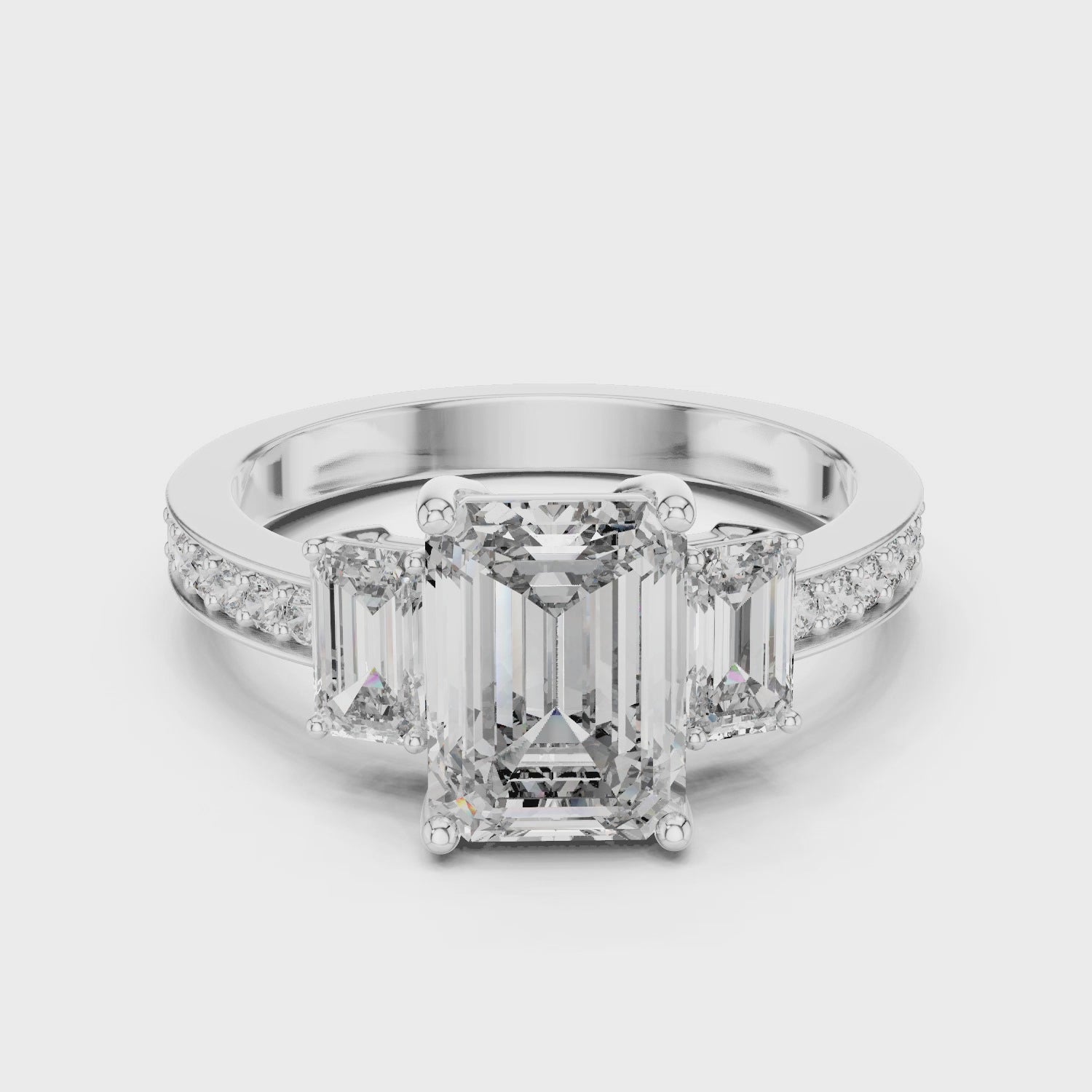 EMRALD  ENGAGEMENT RING WITH UNIQUE BAND