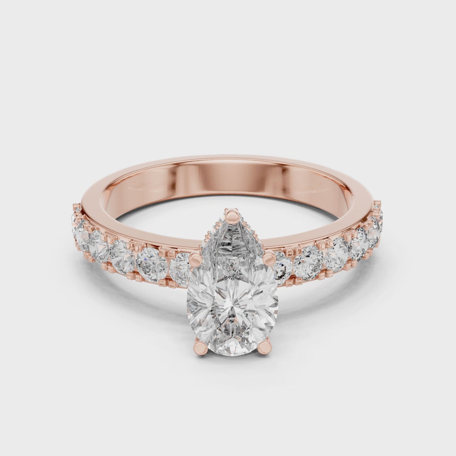 Pear Engagement Ring With Hidden Halo Setting