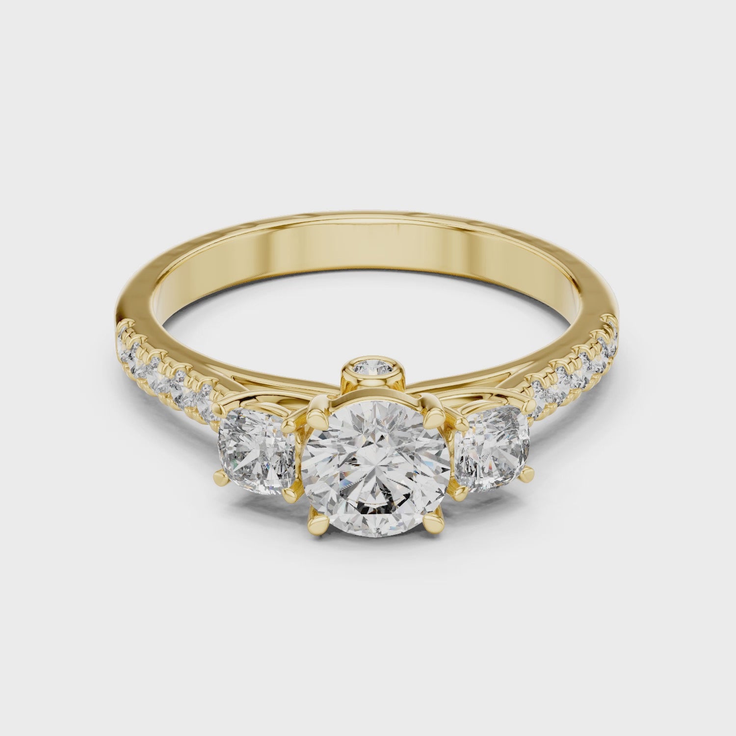 Cushion Shape Engagement Ring With Side Stone